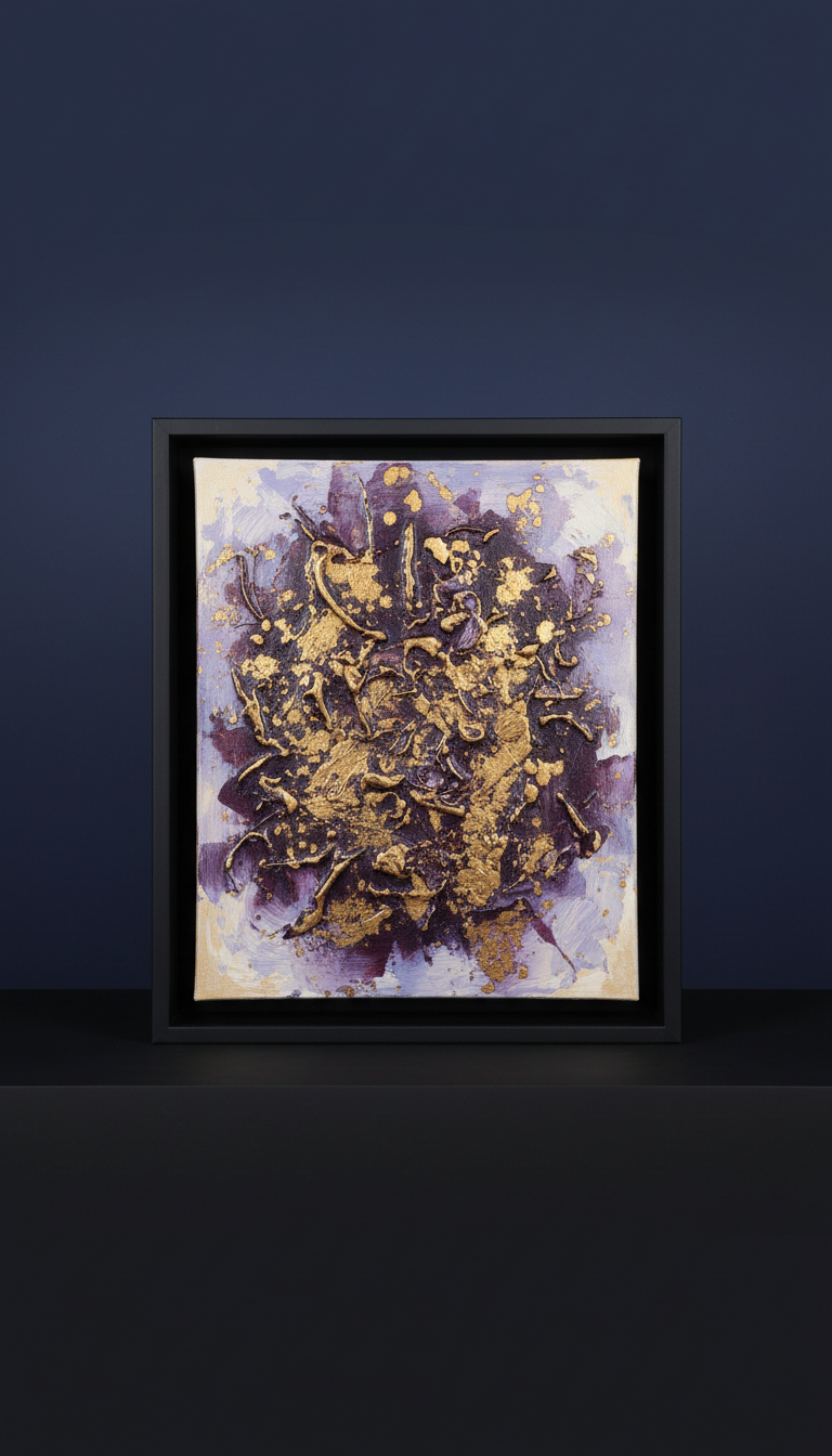 Gilded Reverie mixed media artwork with gilded ochre accents