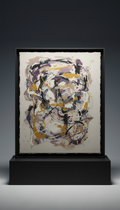 Nocturne Cascade abstract painting in matte-black frame